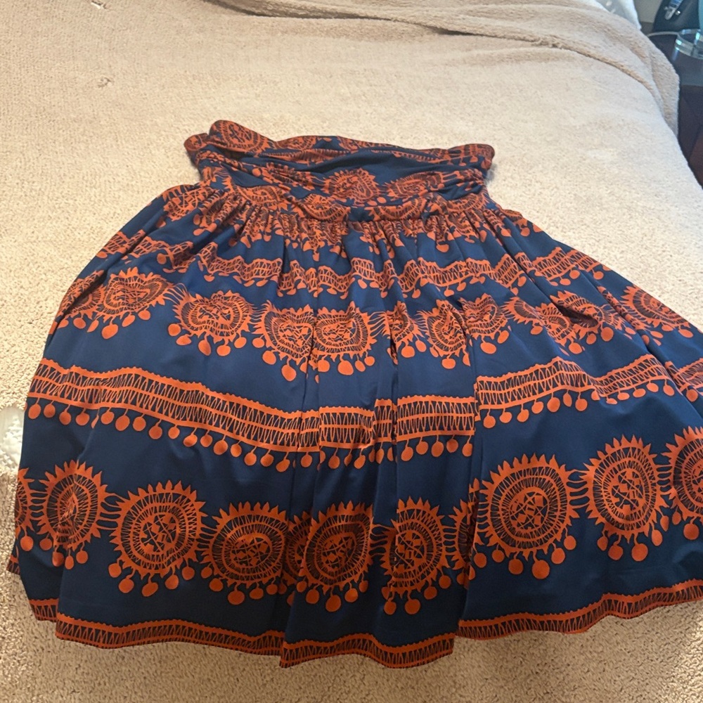 Anthropologie Navy and Orange A-Line Dress vintage brand Girls from Savoy